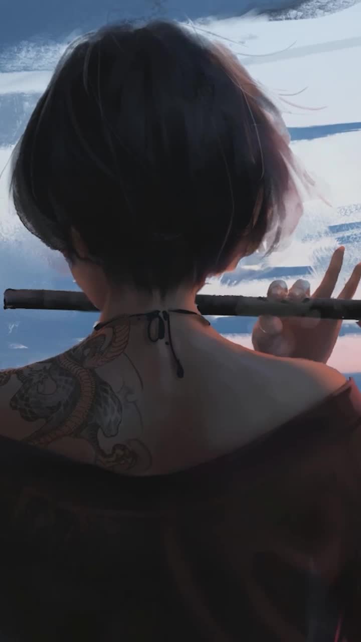 iPhone and Android Flute Fantasy Girl Live Phone Wallpaper