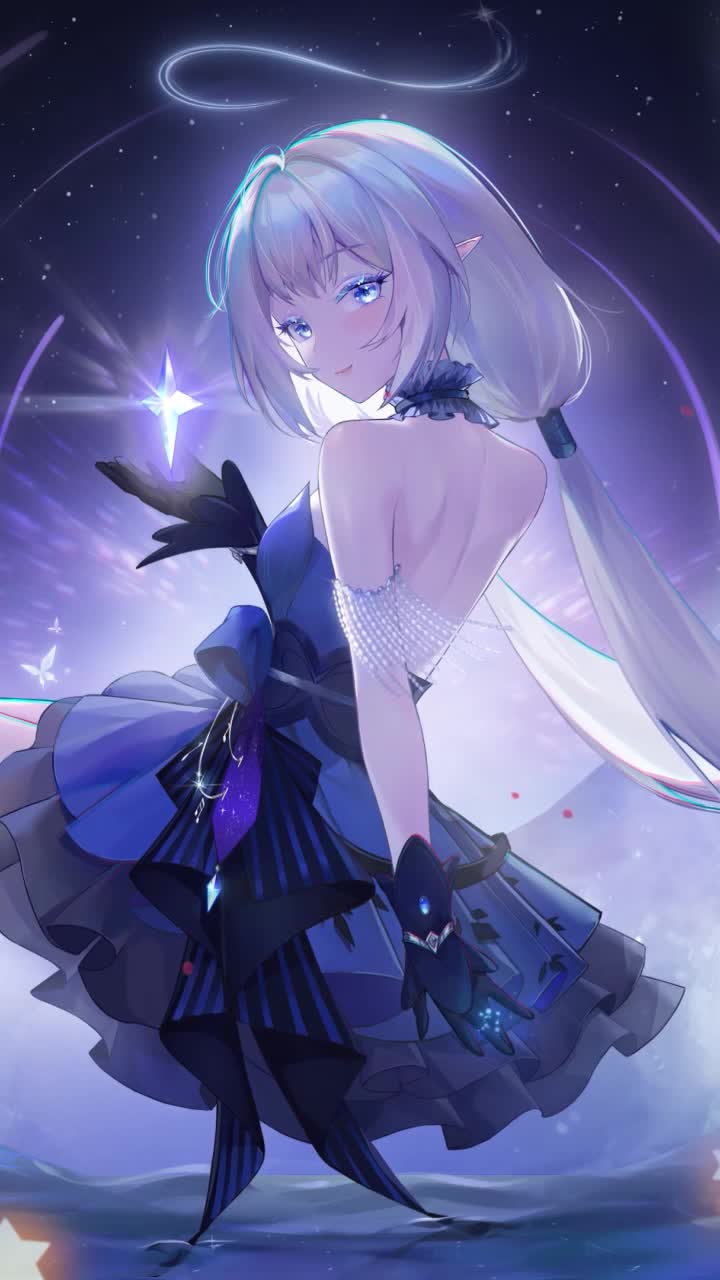 iPhone  Android Beautiful Anime Girl Sitting On The Moon Live Wallpaper for Phone