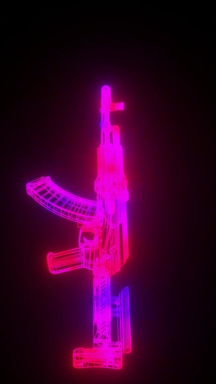 iPhone and Android Glowing Neon Ak 47 Live Phone Wallpaper