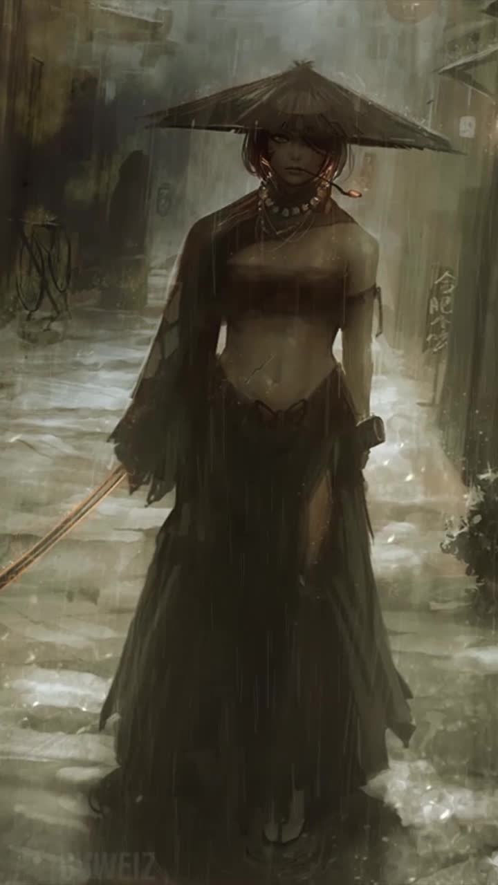 Live Phone Samurai Girl Rain Wallpaper To iPhone And Android