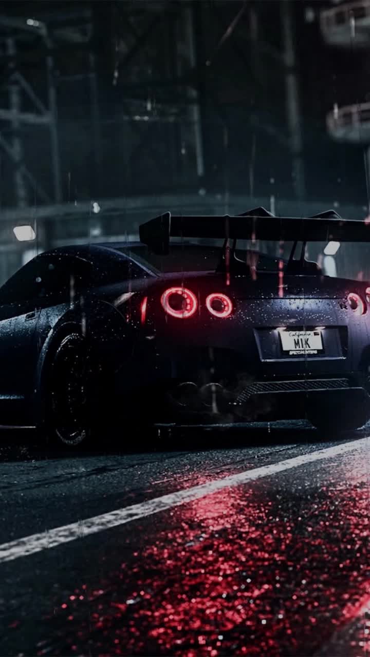 iPhone and Android Nissan Gt R Rain Live Phone Wallpaper