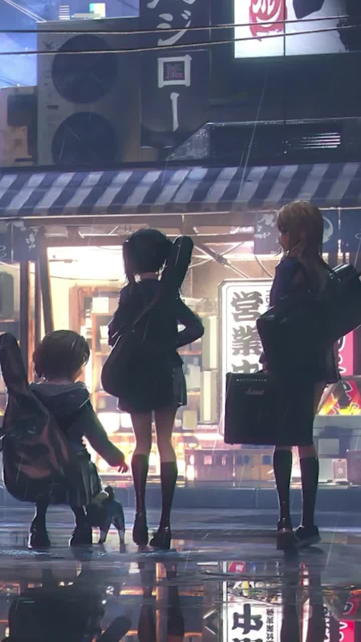 iPhone and Android K On Rain Night Street Live Phone Wallpaper