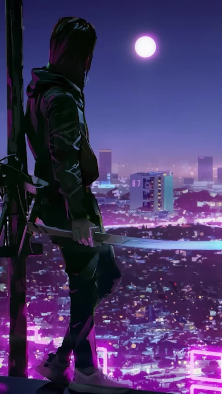 Live Phone Samurai Katana Neon City Wallpaper To iPhone And Android