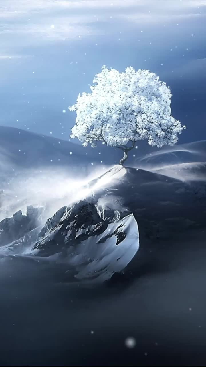 iPhone and Android Lonely Winter Tree Live Phone Wallpaper