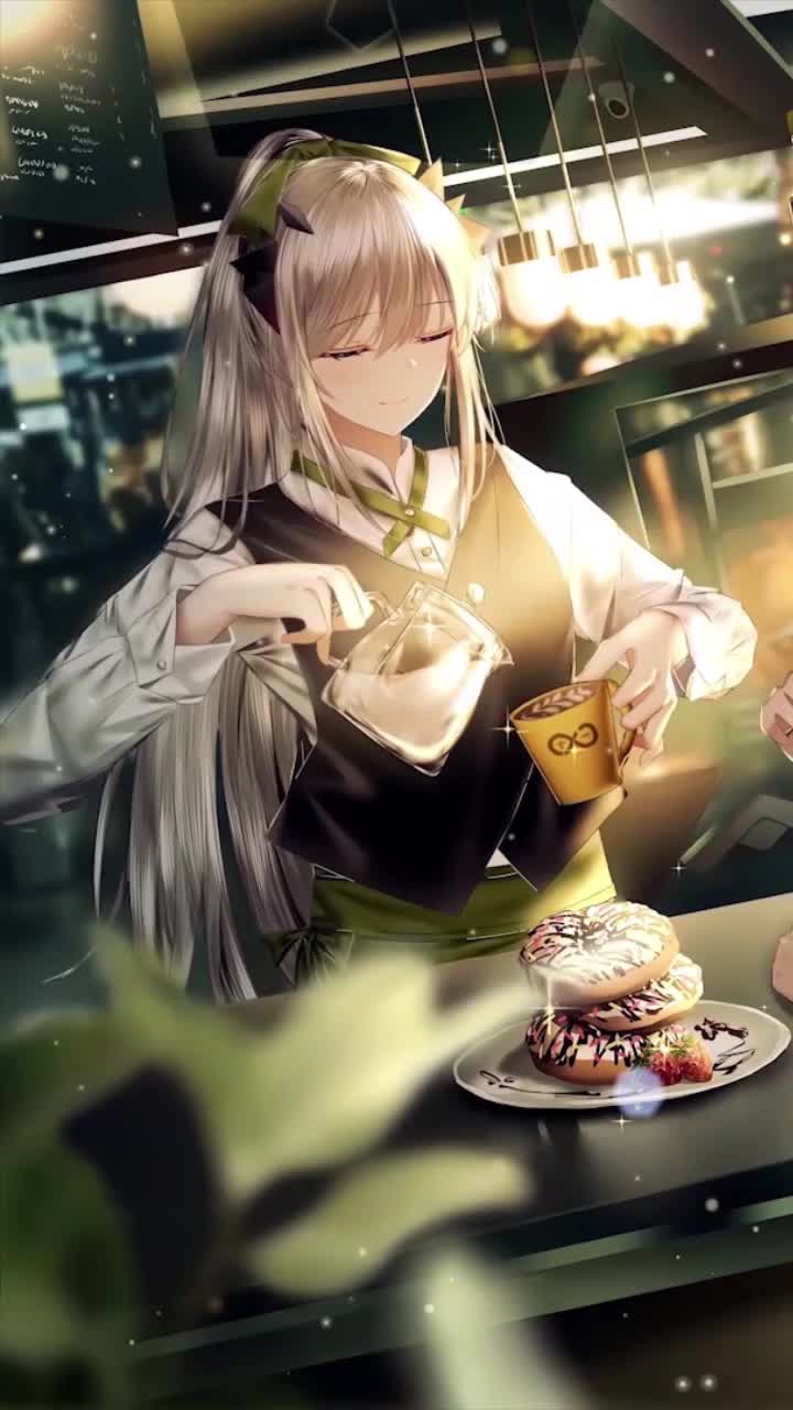 Anime rhine lab coffee shop arknights iphone wallpaper hd