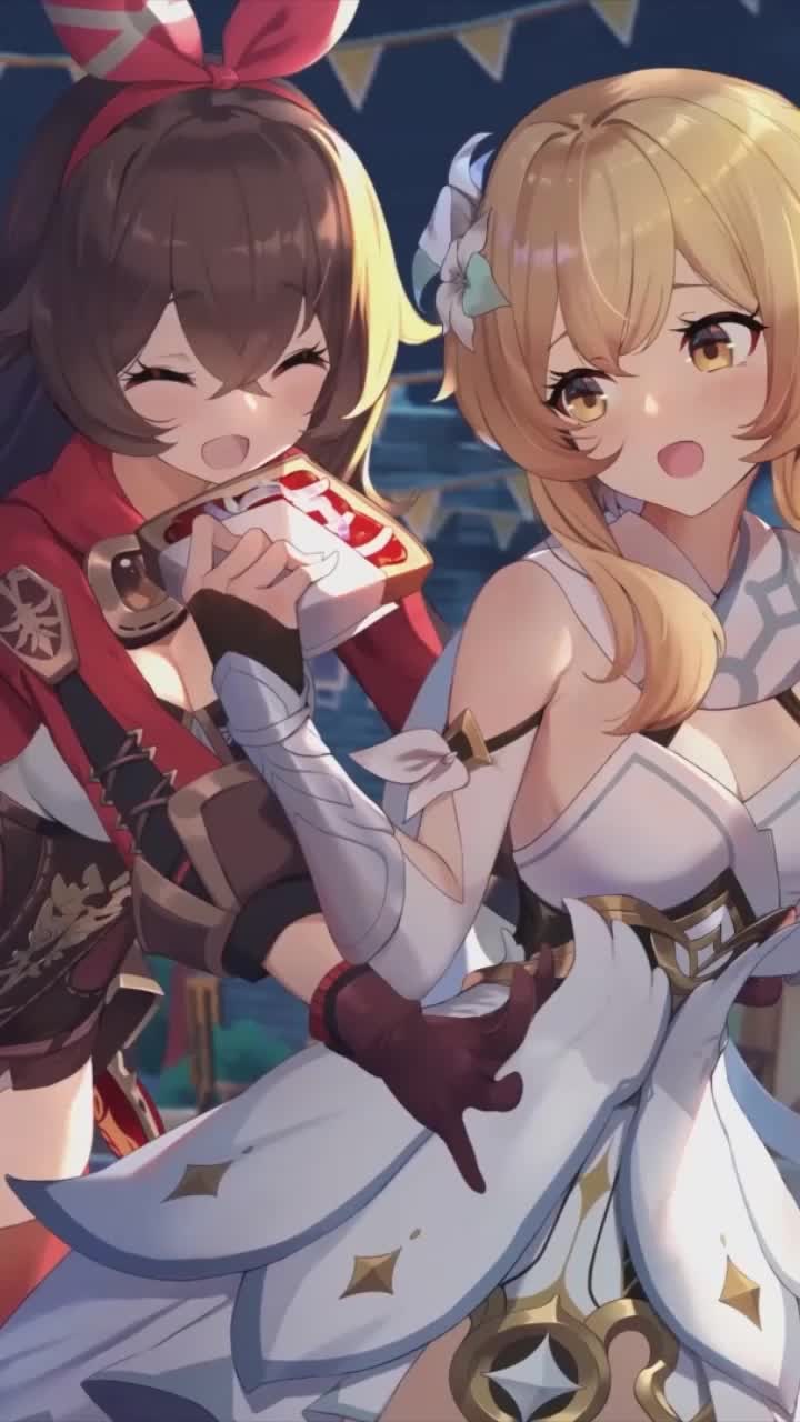 Game Amber And Lumine Genshin Impact Phone Wallpaper Anime Iphone And Android