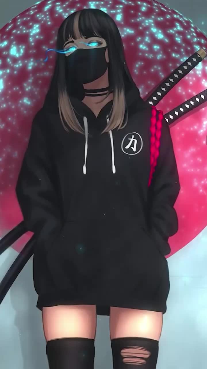 iPhone and Android Modern Katana Masked Girl Live Phone Wallpaper