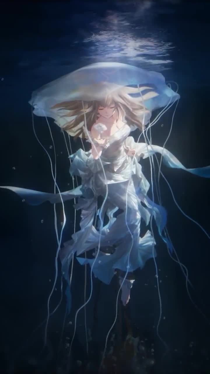 iPhone and Android Anime Girl Underwater Phone Live Wallpaper