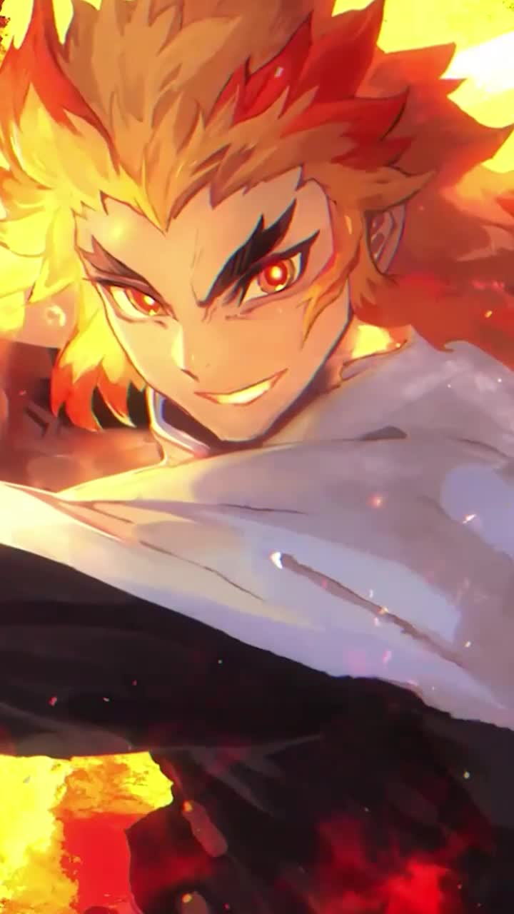 iPhone and Android Kyojuro Rengoku Flame Kimetsu No Yaiba Live Phone Wallpaper