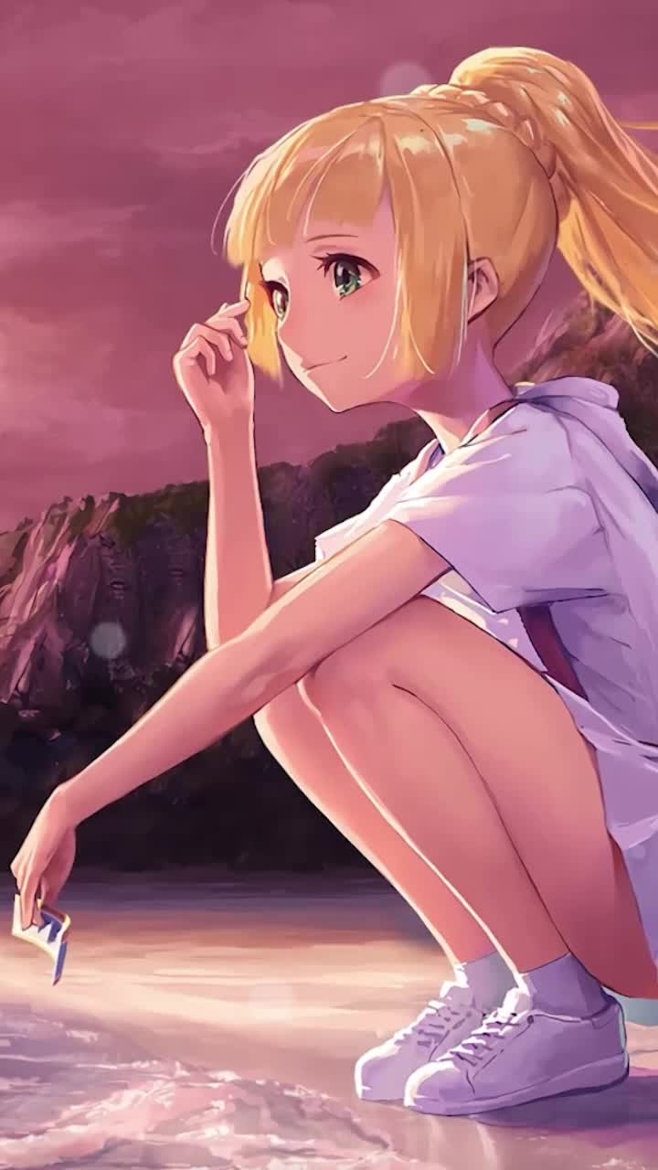iPhone and Android Lillie Beach Time Pokemon Live Phone Wallpaper