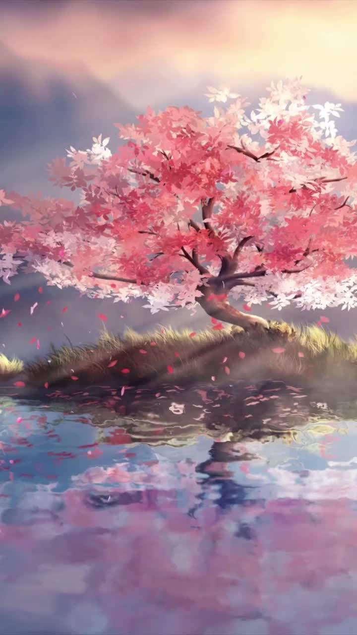 iPhone and Android Lone Cherry Blossom Tree Live Phone Wallpaper
