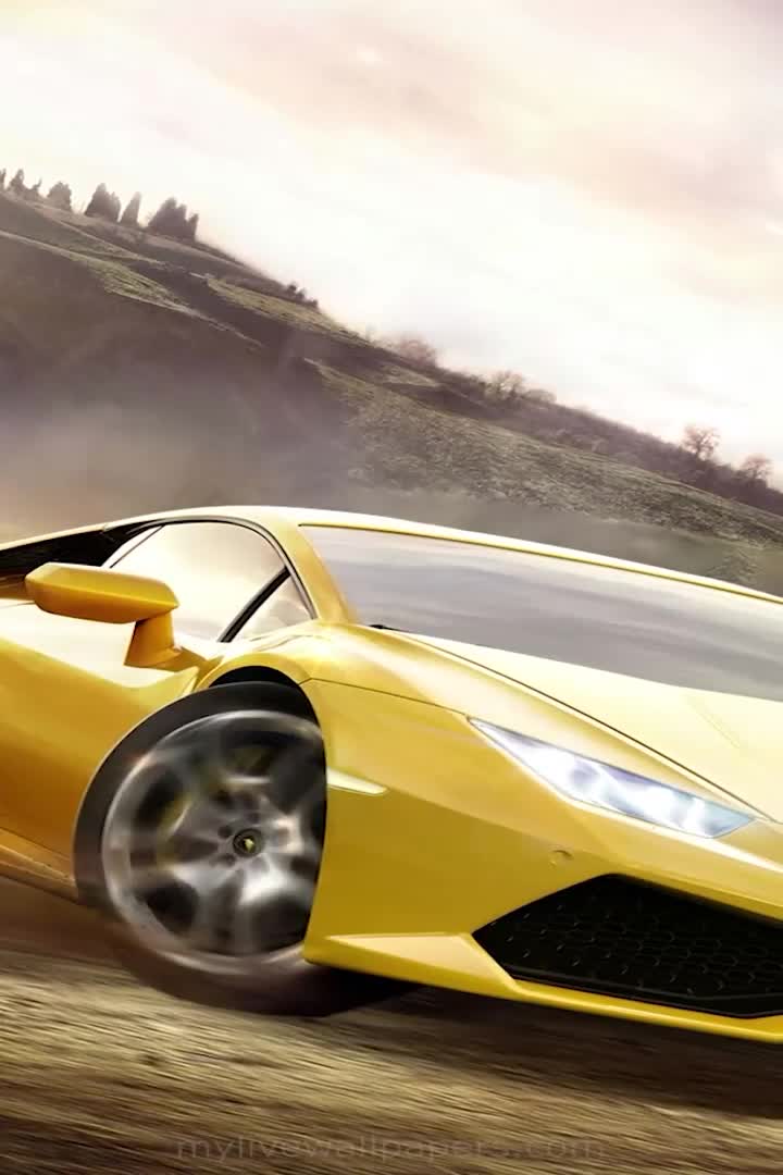 iPhone  Android Yellow Lamborghin Drift Live Phone Wallpaper