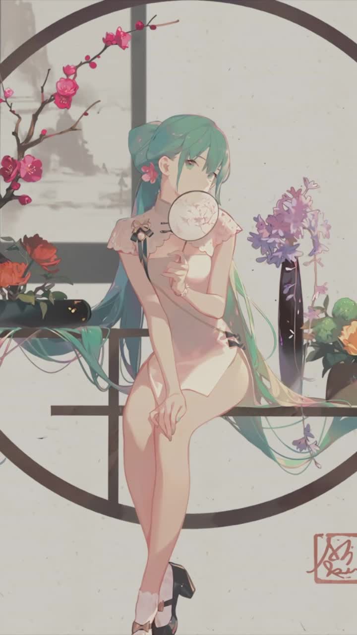 iPhone and Android Hatsune Miku China Dress Live Phone Wallpaper