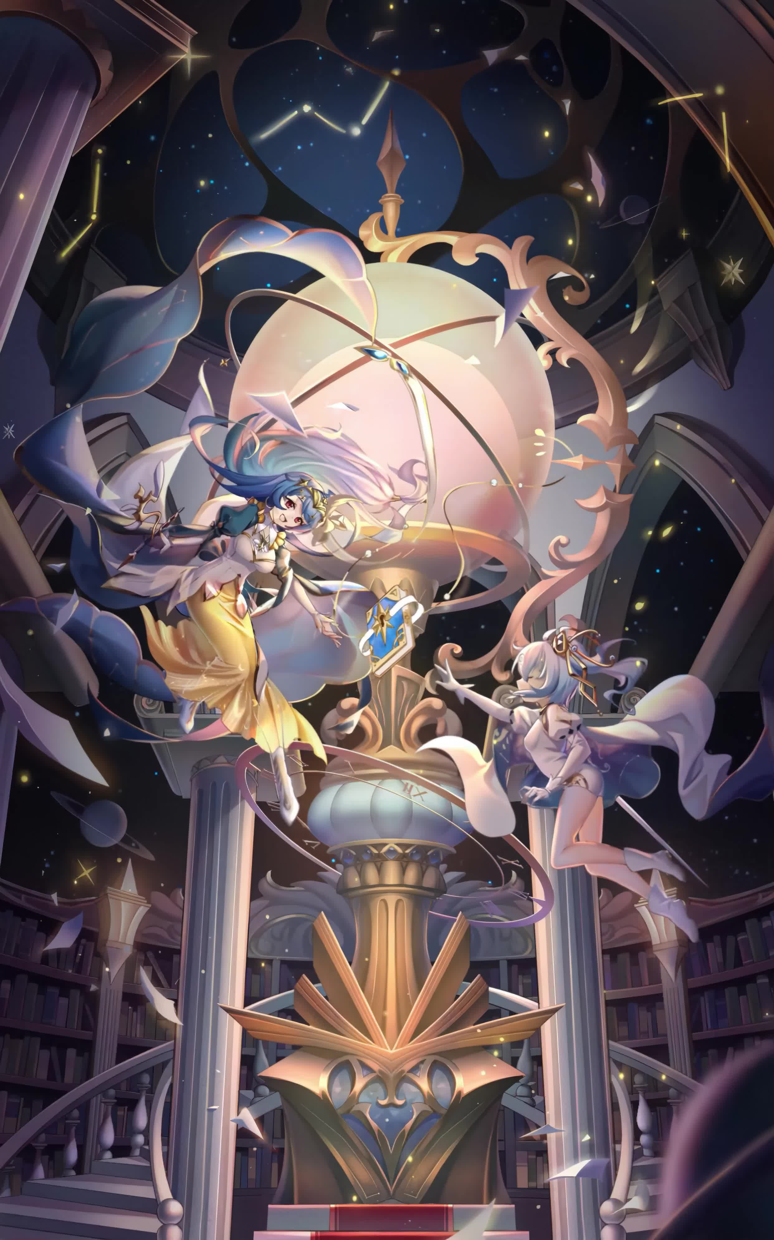 Anime Genshin Impact Ningguang and Keqing Live 4K Phone Wallpaper