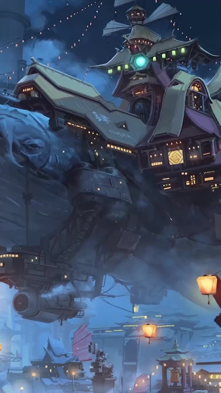 iPhone  Android Liyue Whale Airship Live Wallpaper for Phone