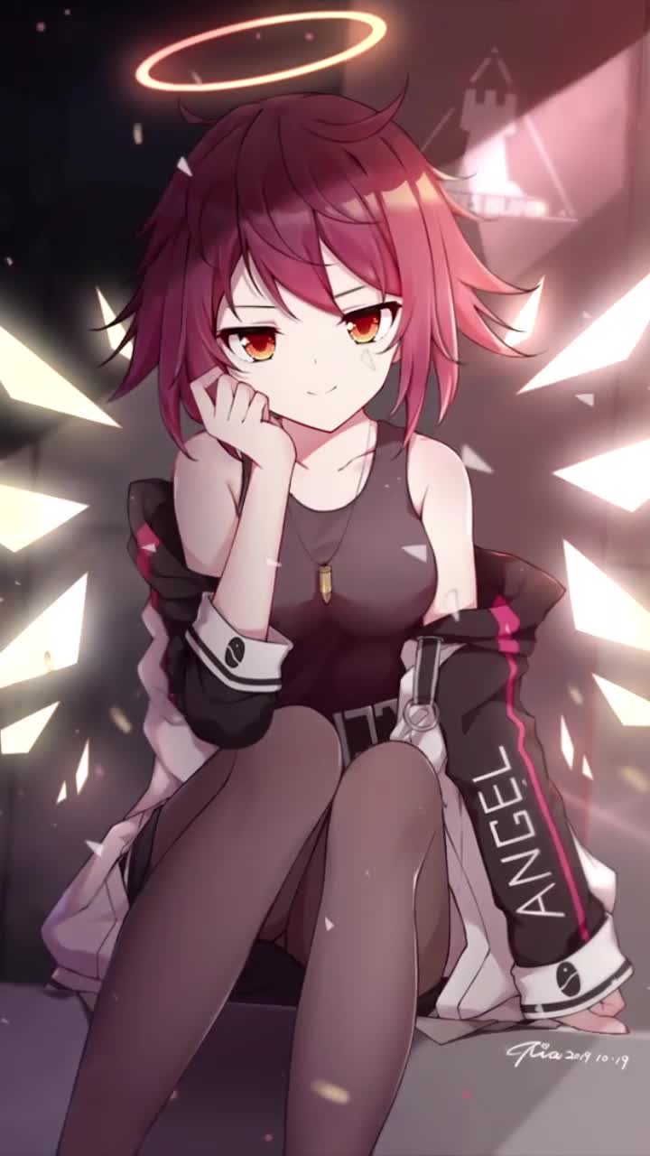 Anime exusiai arknights smiling iphone wallpaper hd