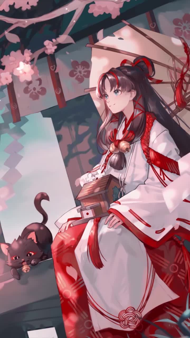 iPhone and Android Enmusubi No Kami Falling Petals Onmyoji Live Phone Wallpaper