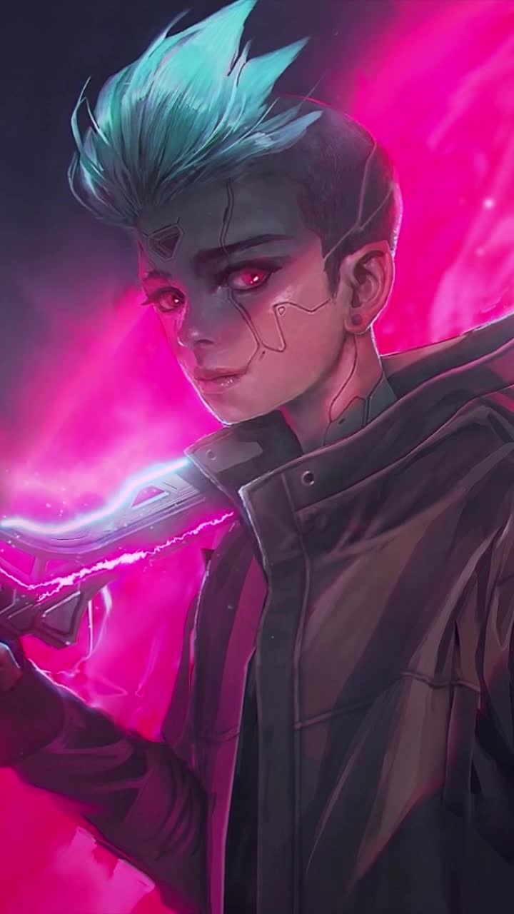 iPhone and Android Girl With Katana Cyberpunk 2077 Live Phone Wallpaper