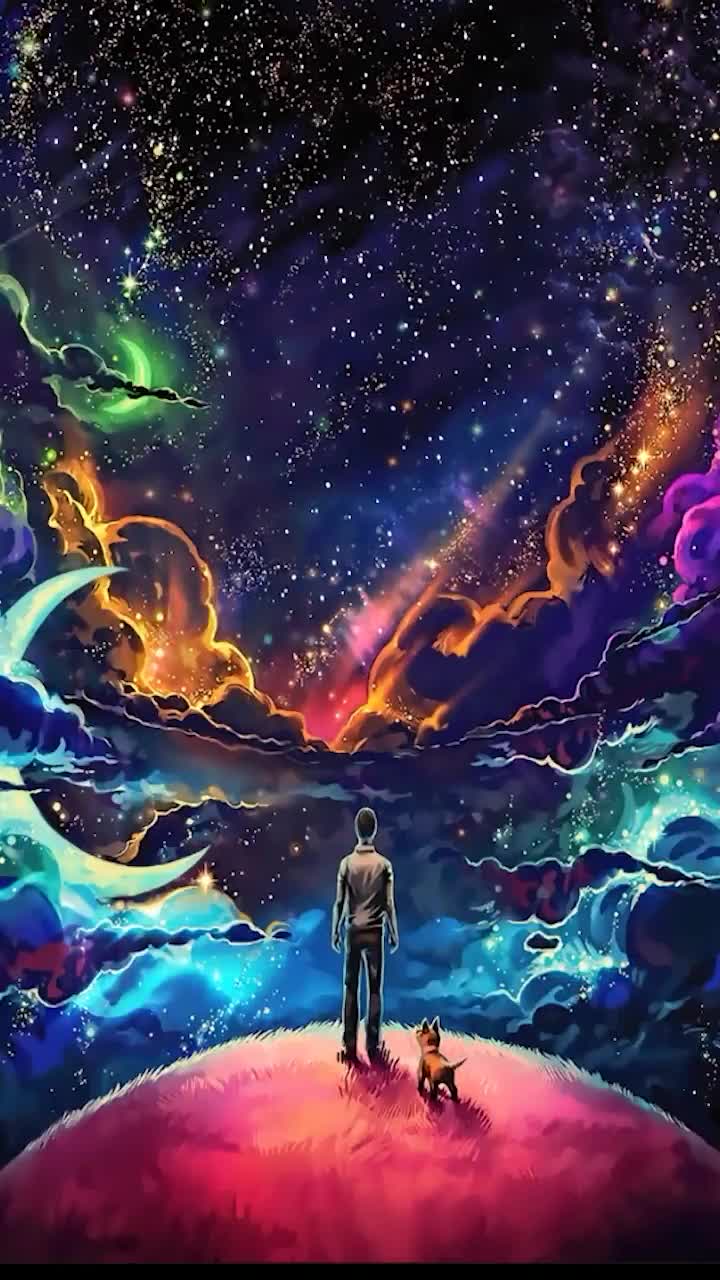 iPhone  Android Cosmic Space Man With Dog Fantasy Phone Live Wallpaper