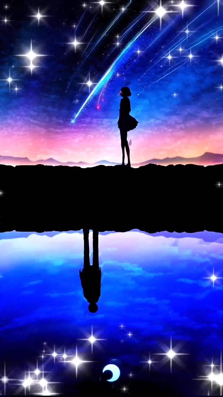 Cool Girl And Starry Sky Free Live Phone Wallpaper
