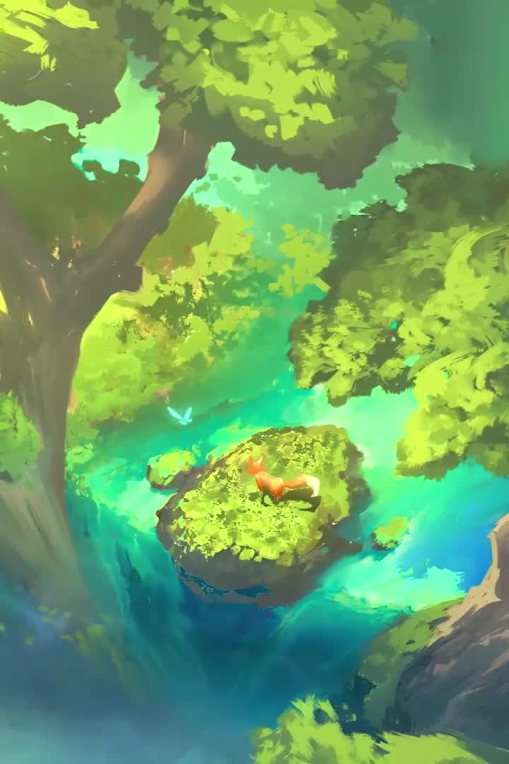 Forest Fox Waterfall Fall Wallpaper Iphone