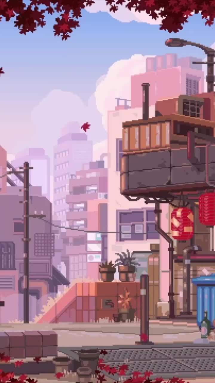 iPhone and Android Japan Street Fall City Live Phone Wallpaper