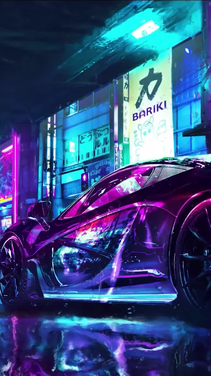 Android  iOS iphone Mobile Mclaren Raining Night City Car Live Wallpaper