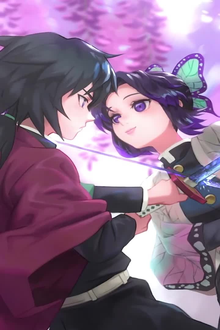 Giyu And Shinobu Demon Slayer Wallpaper of Anime