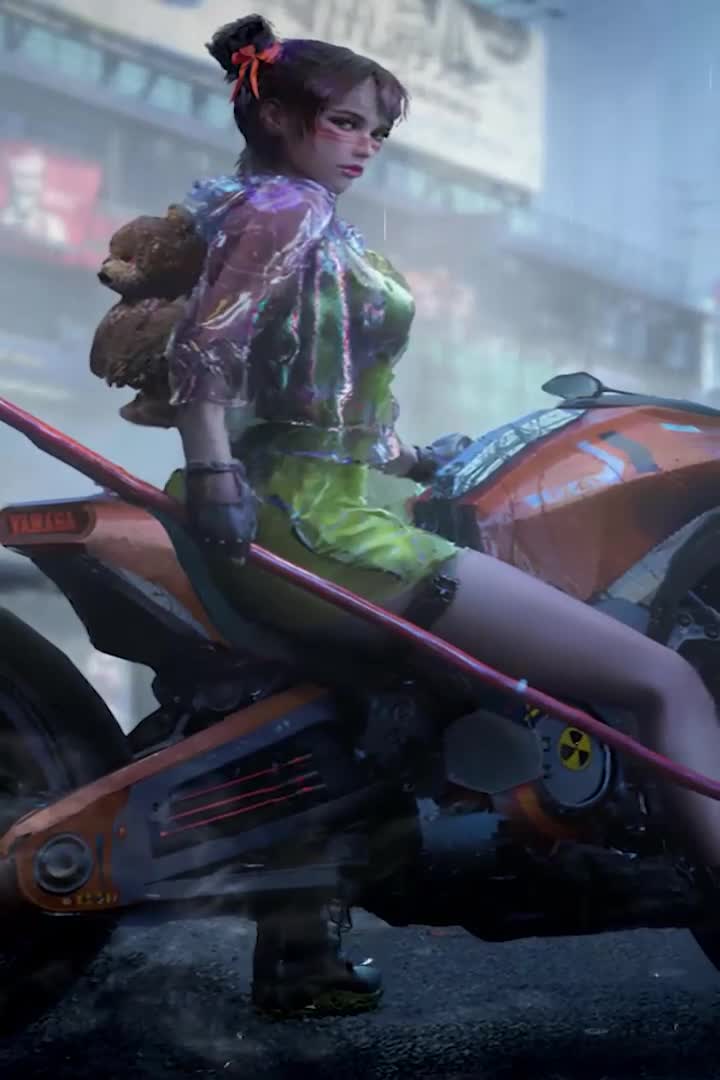 Futuristic Biker Girls For iPhone Wallpaper