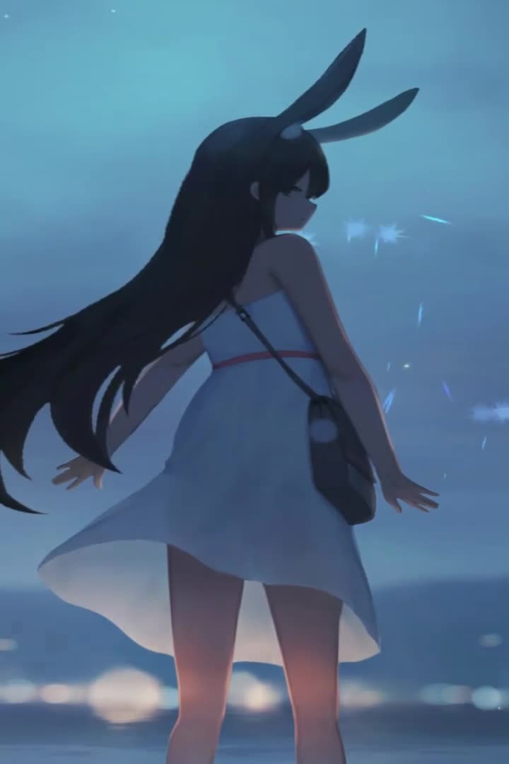 Fireworks Bunny Girl Anime Iphone Wallpaper