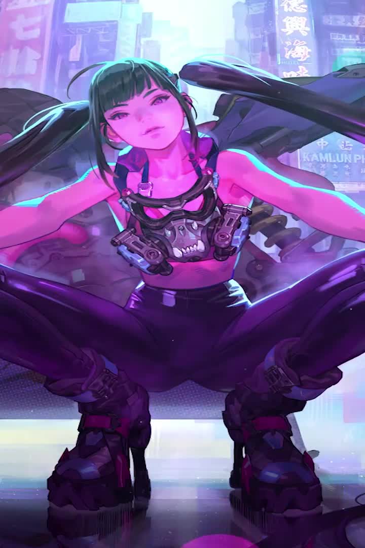 Cyberpunk Girl Biker For iPhone Wallpaper