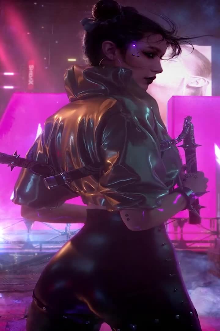 Live Nunchuck Girl Cyberpunk 2077 Android  iPhone Wallpaper