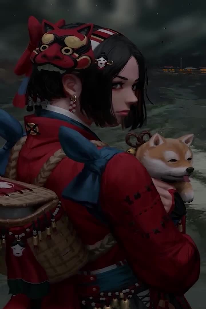 Anime Girl With Puppy Live Phone Wallpaper