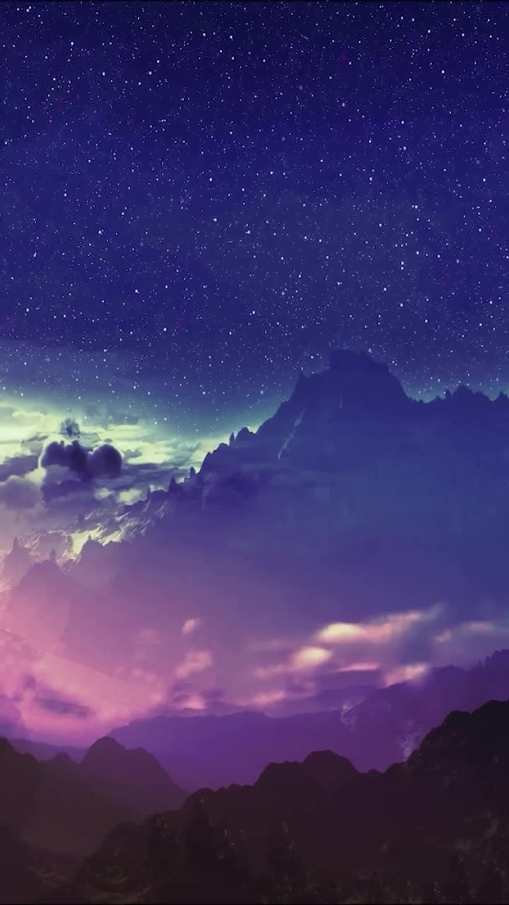 iPhone  Android Moving Stars Mountain Phone Live Wallpaper
