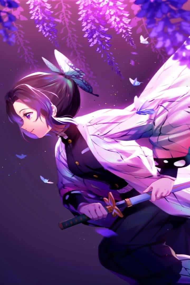 Shinobu Butterflies Run Demon Slayer Wallpaper of Anime