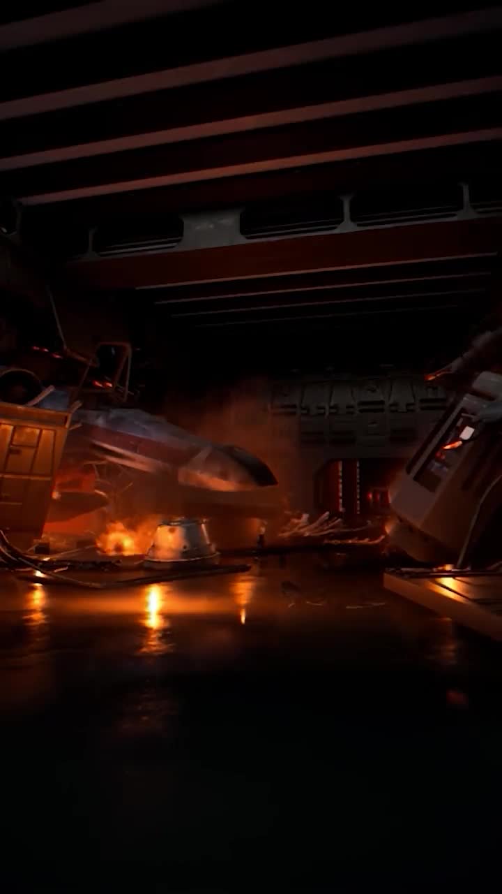 iPhone and Android X Wing Burning Star Wars Phone Live Wallpaper