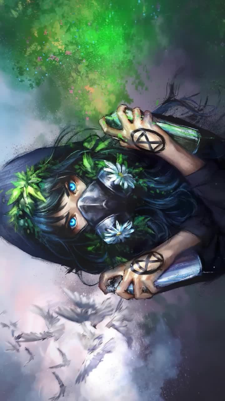 iPhone And Android Anime Girl Mask With Sprays Dove Phone Live Wallpaper