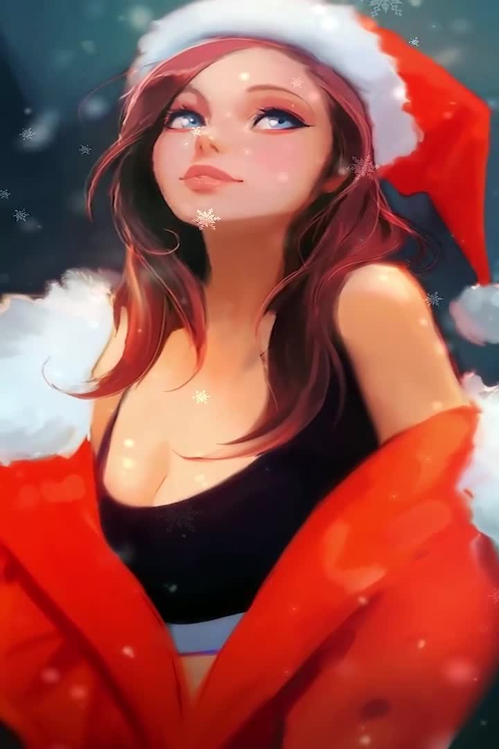 Live Cute Santa Girl Android  iPhone Wallpaper
