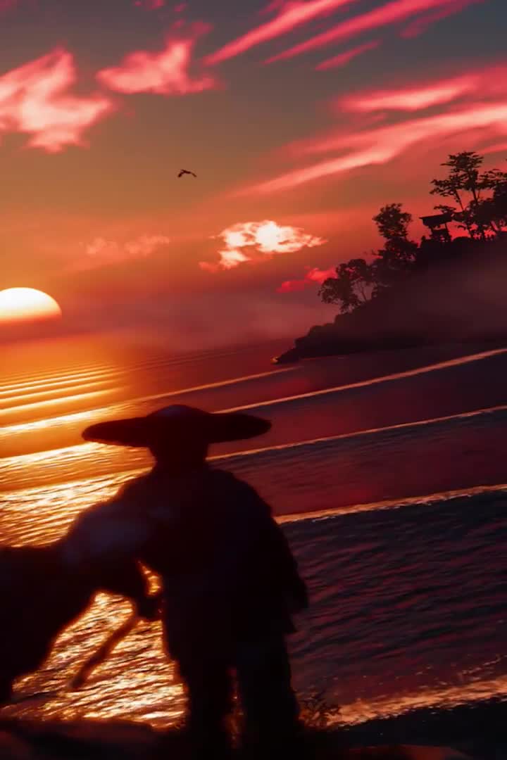 Live Samurai Evening Waves Wallpaper For Iphone Or Android