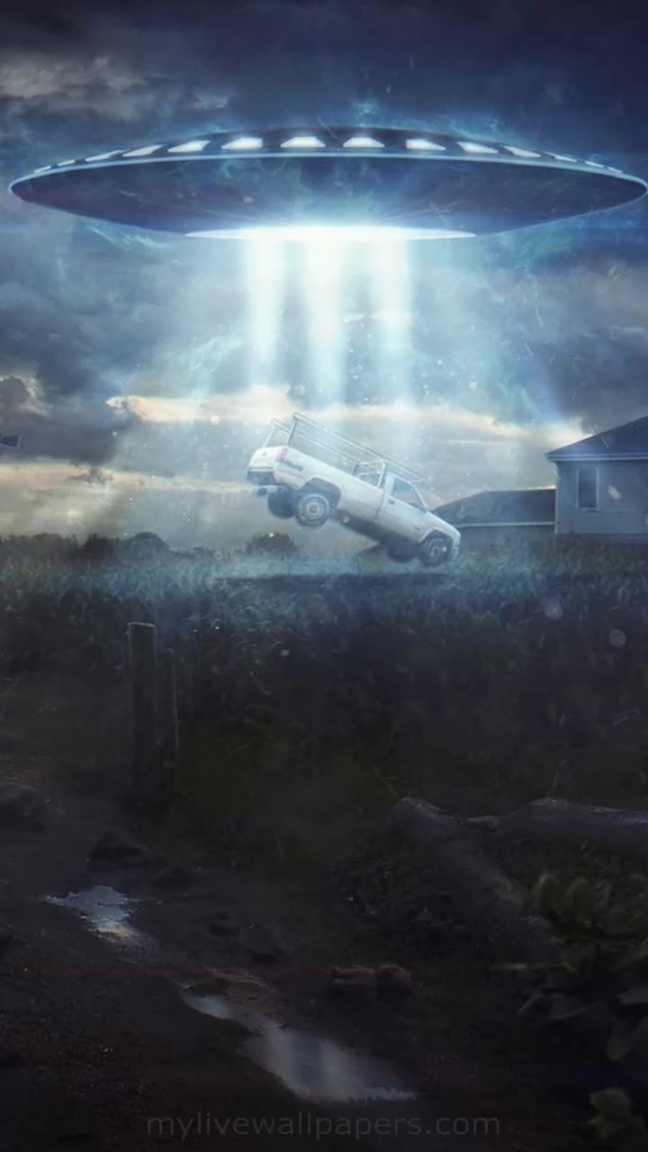 iPhone and Android Flying Saucer Ufo Car At Night Live Phone Wallpaper