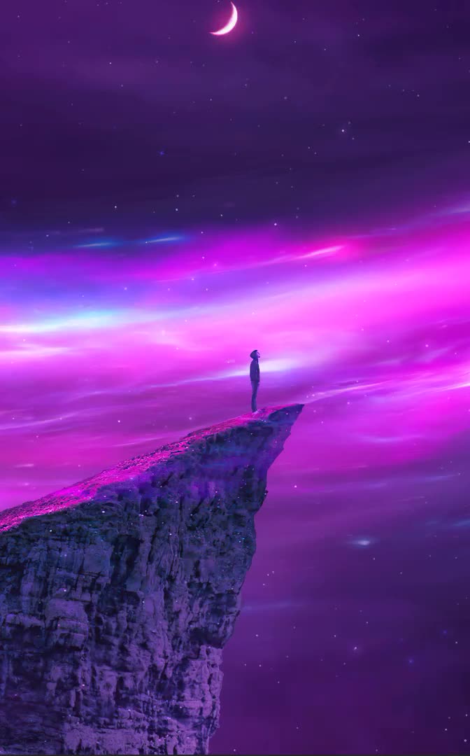 iPhone  Android Purple Star Cliff Live Phone Wallpaper