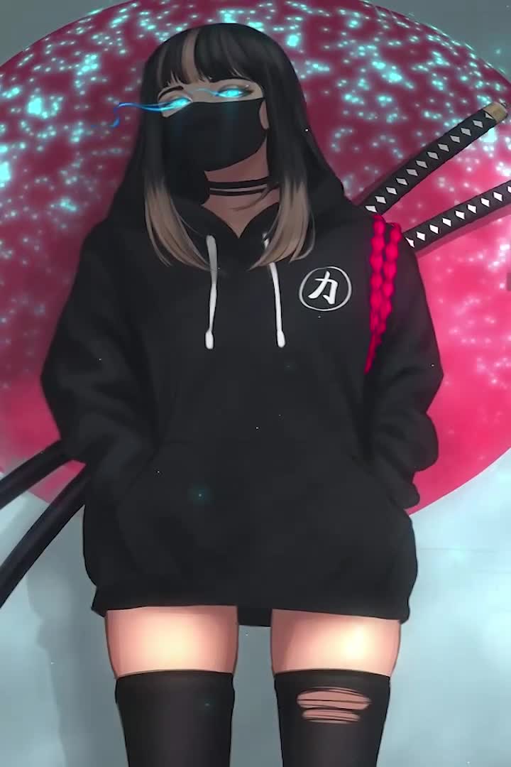 Katana Masked Girl For iPhone Wallpaper