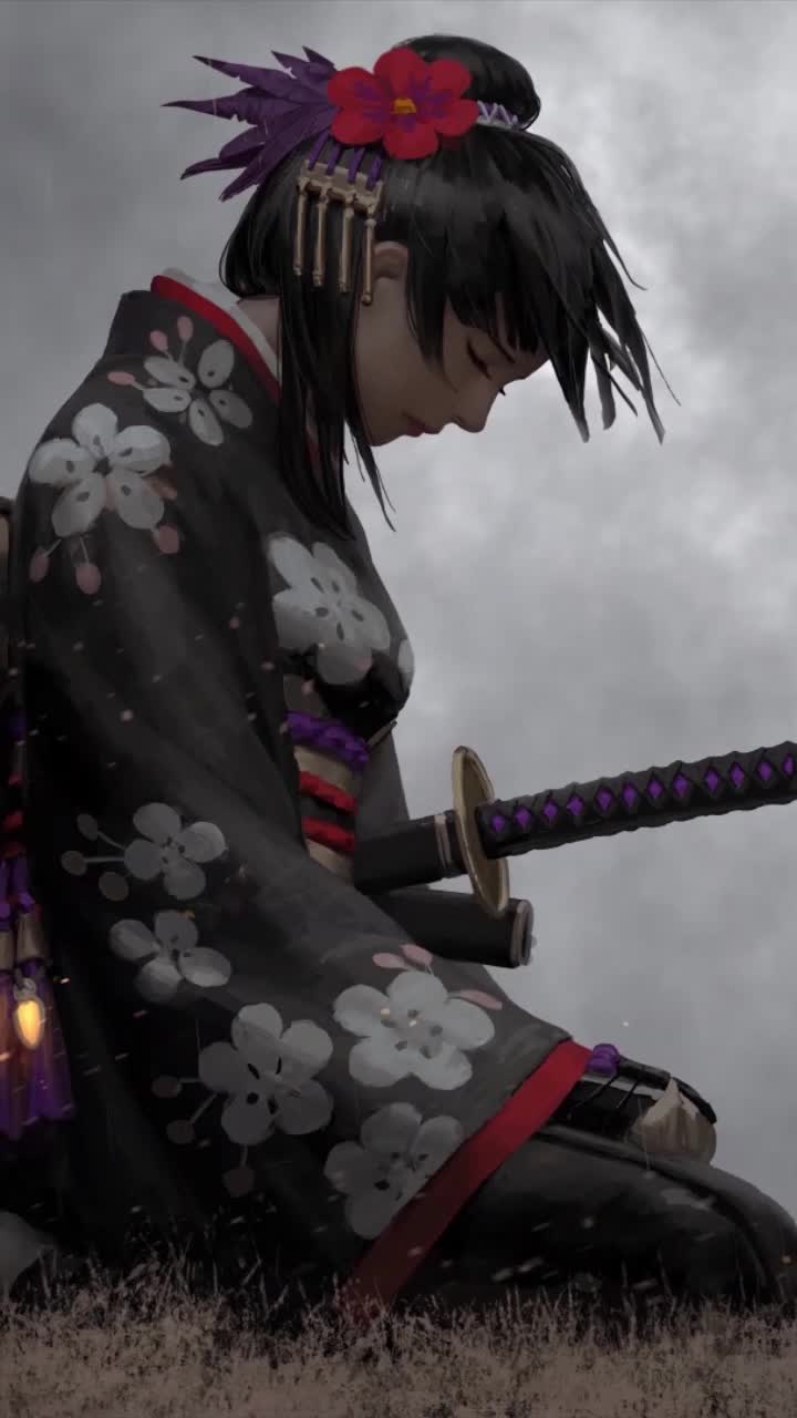 iPhone and Android Fantasy Katana Girl Live Phone Wallpaper