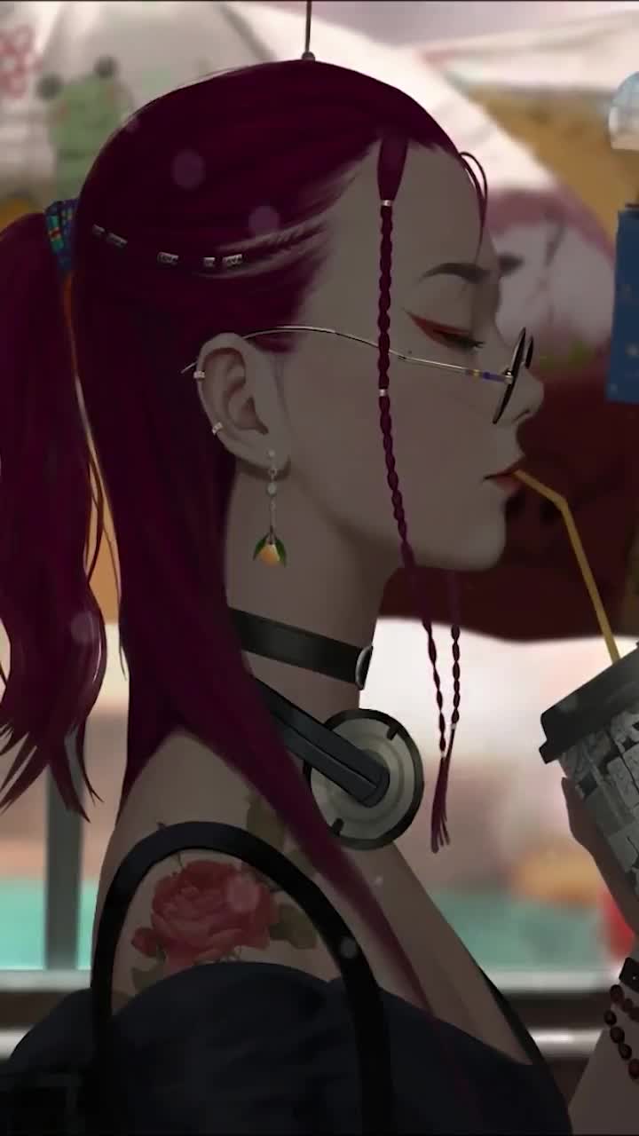 iPhone  Android Girl Boba Tea Break Phone Live Wallpaper