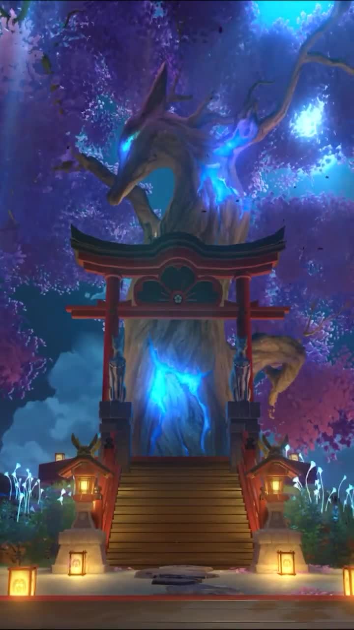 iPhone  Android Inazuma Sakura Tree Genshin Impact Free Phone Live Wallpaper