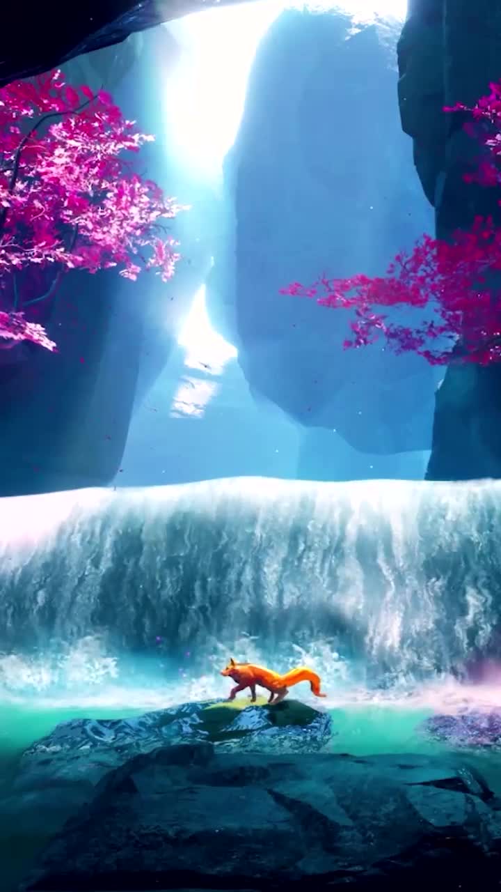 Android  iOS iphone Mobile Fox Crossing Waterfall Desktop Free Wallpaper
