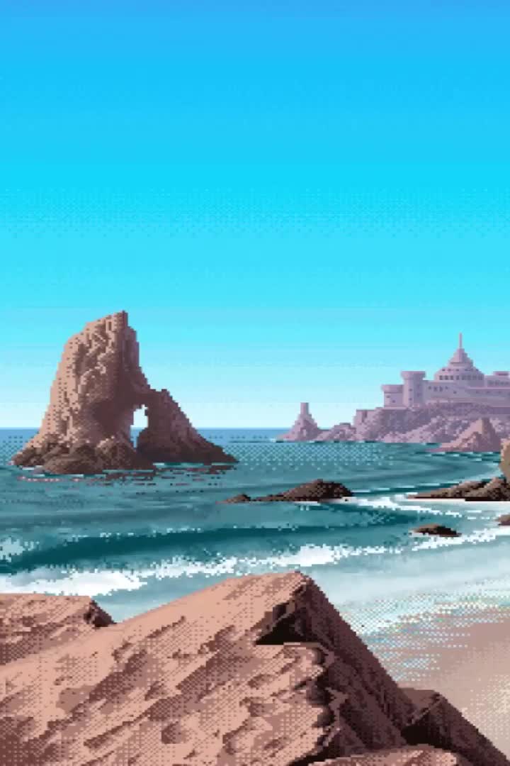 8 Bit Beach iphone lock screen wallpaper