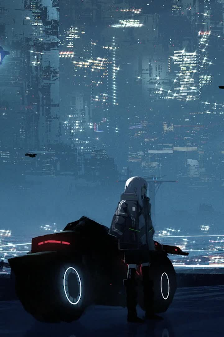 Live Bike Girl Futuristic City Android  iPhone Wallpaper
