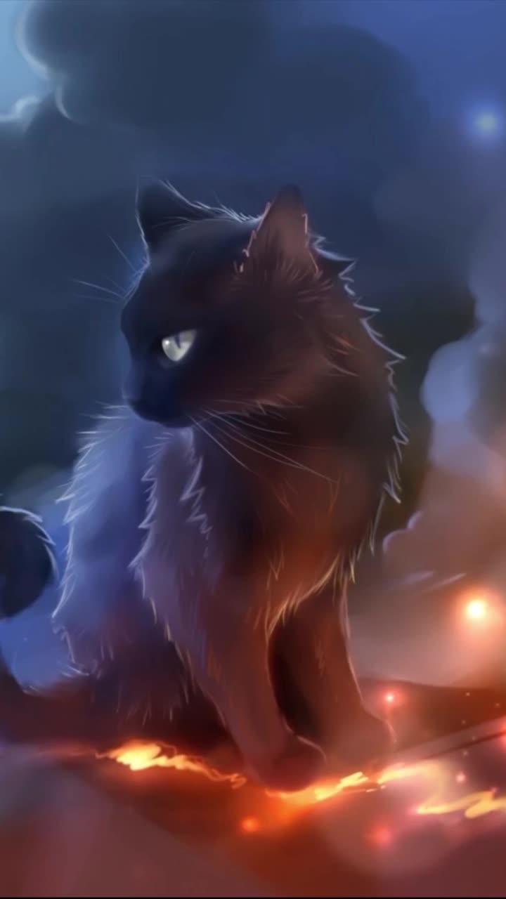 iPhone and Android Fantasy Cat Stars Live Phone Wallpaper