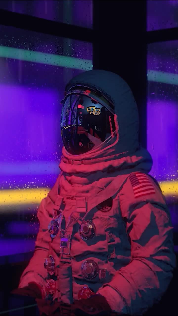 iPhone  Android Spaceman Rain Cup Phone Live Wallpaper